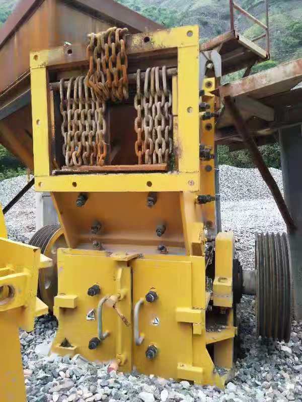 二手日产500吨砂石料生产线40型二合一破碎机制砂机低价处理